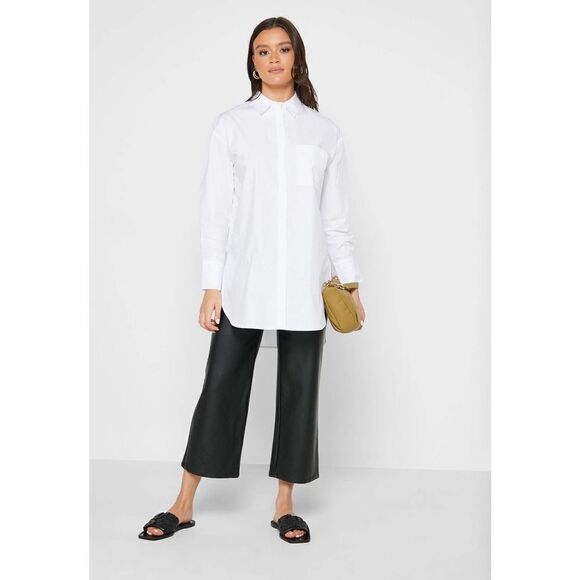 Mango White Poplin Longline Oversized Shirt New - Picture 3 of 5